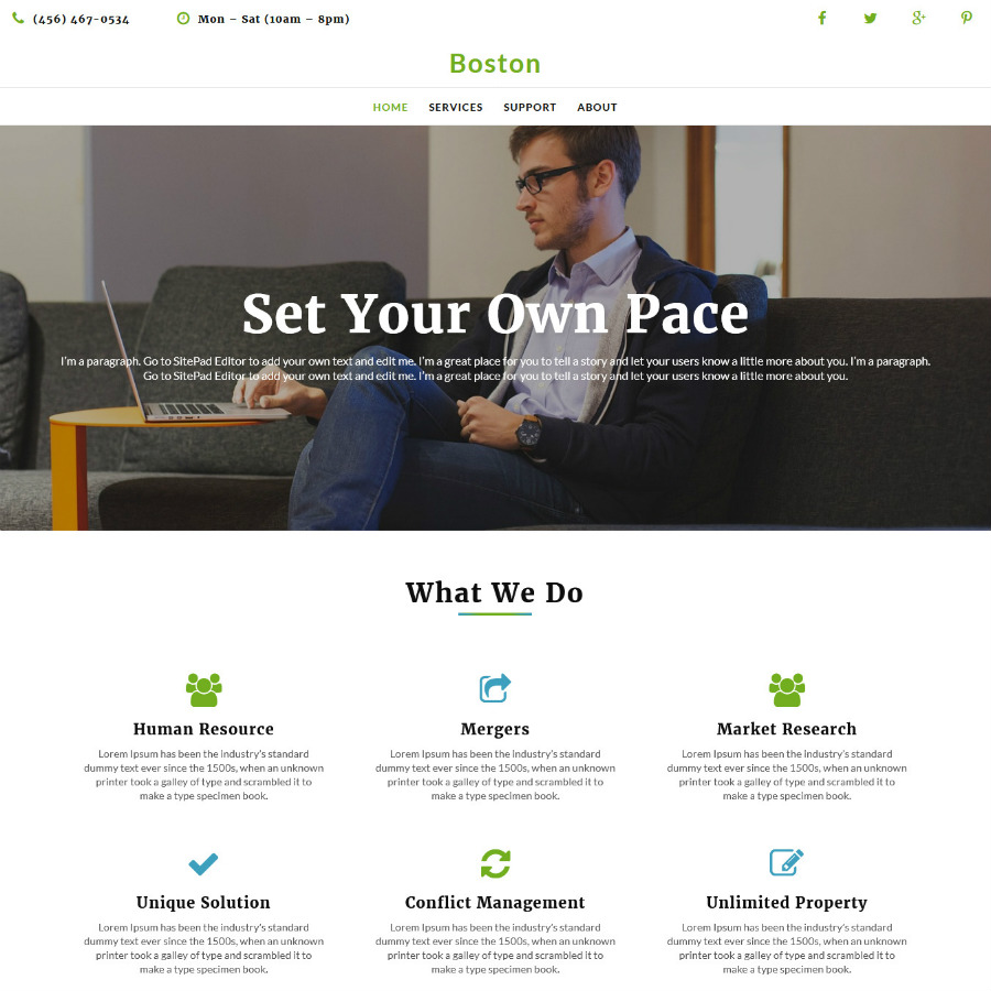 FREE Website Builder Theme Boston