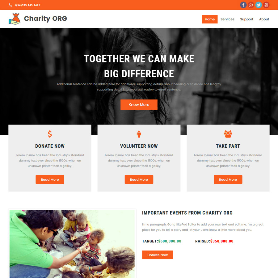 FREE Website Builder Theme Charity ORG