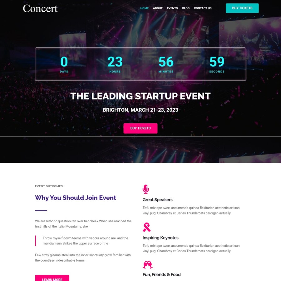 FREE Website Builder Theme Concert