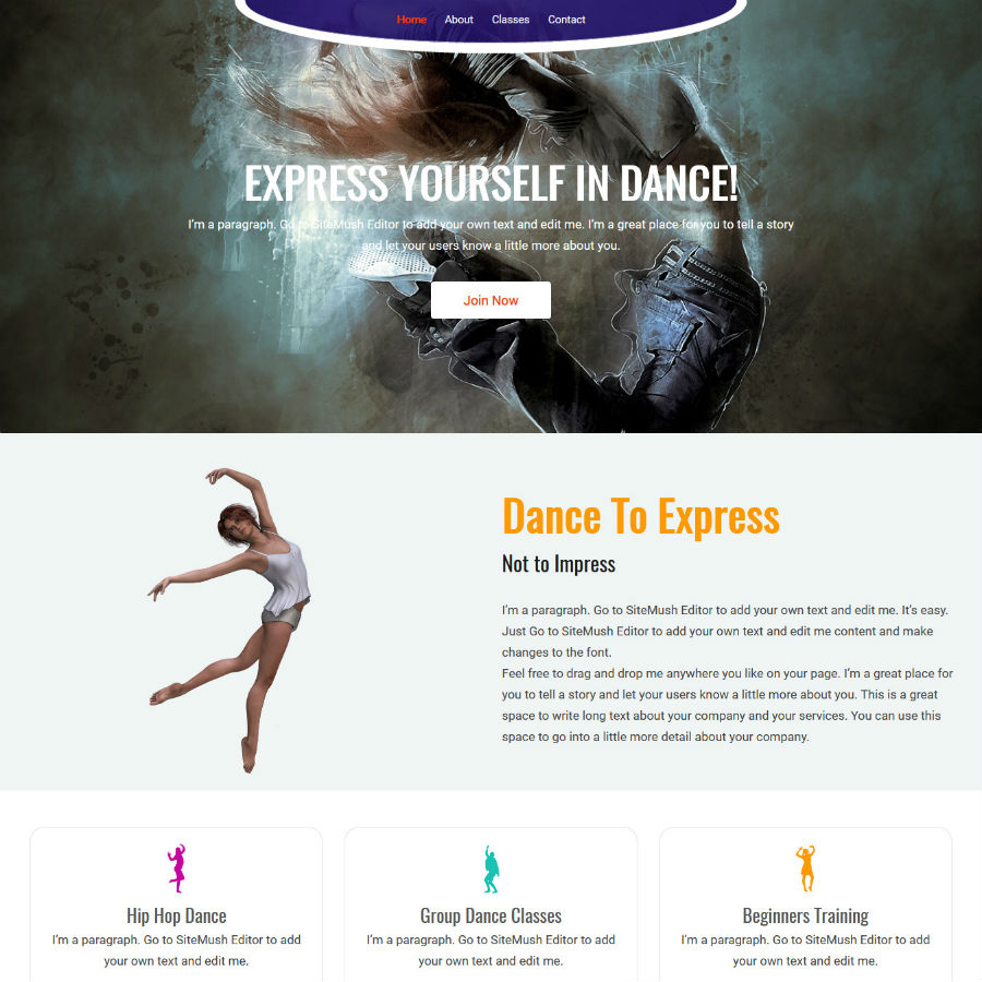 FREE Website Builder Theme Dance
