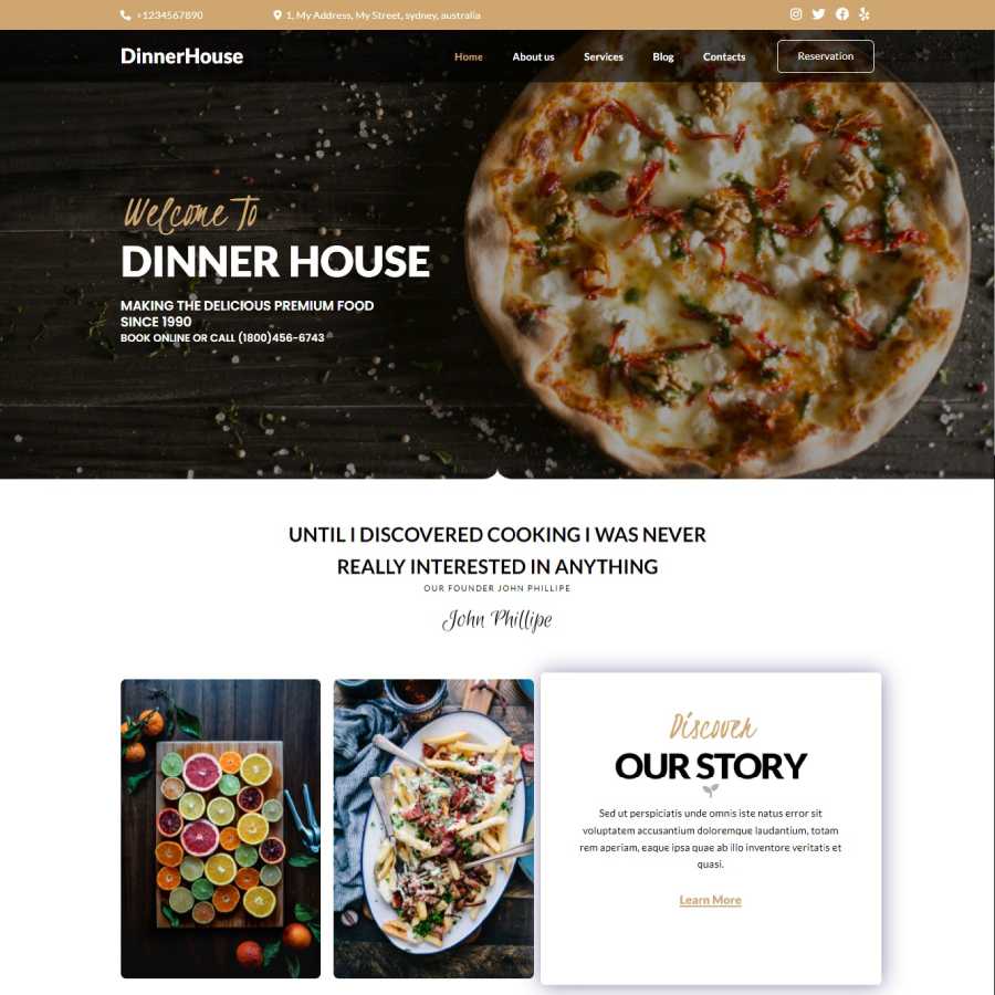 FREE Website Builder Theme DinnerHouse