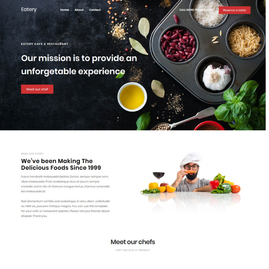 FREE Website Builder Theme Eatery