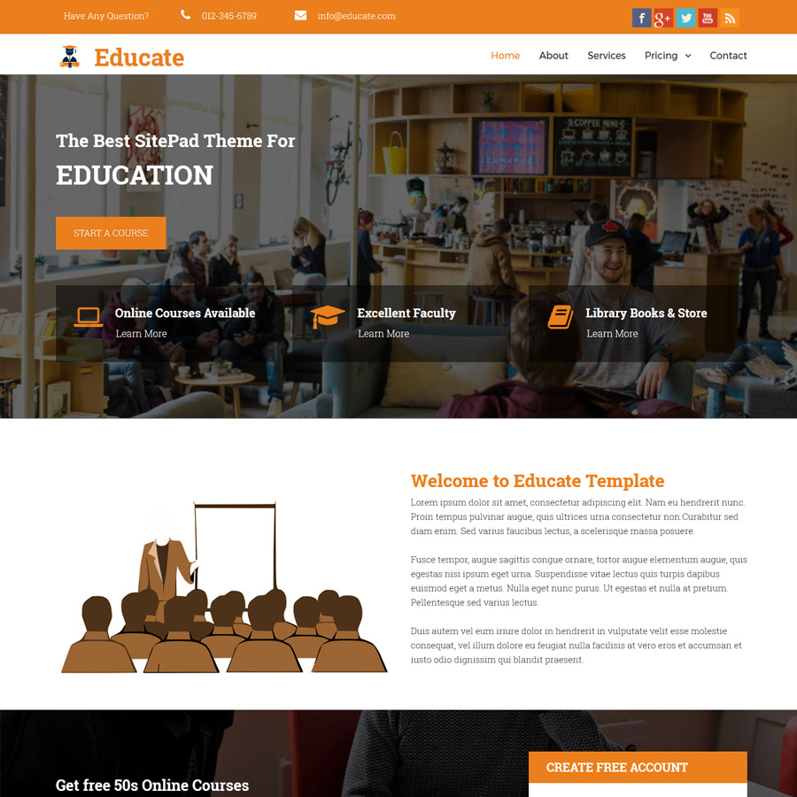FREE Website Builder Theme Educate