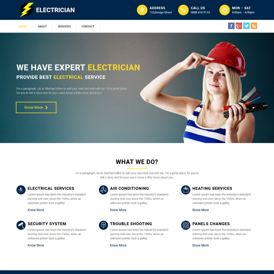 FREE Website Builder Theme Electrician