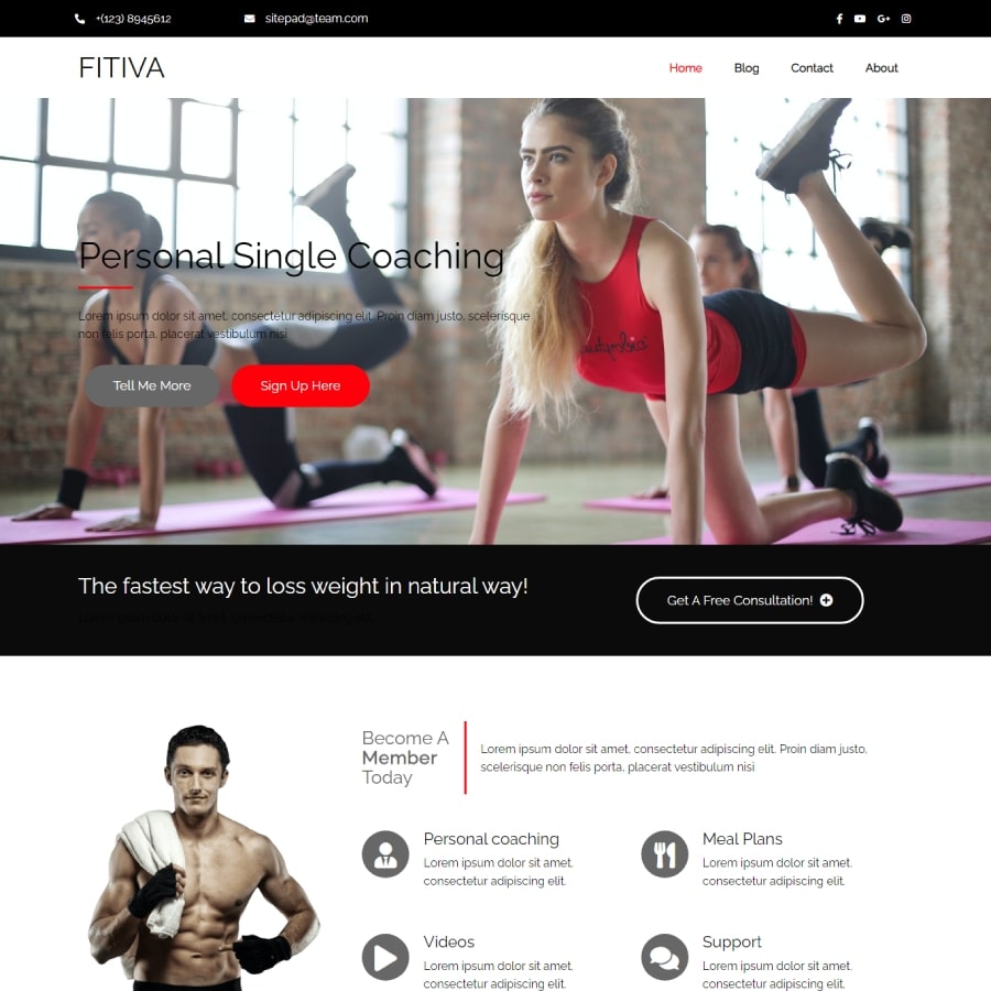 FREE Website Builder Theme Fitiva