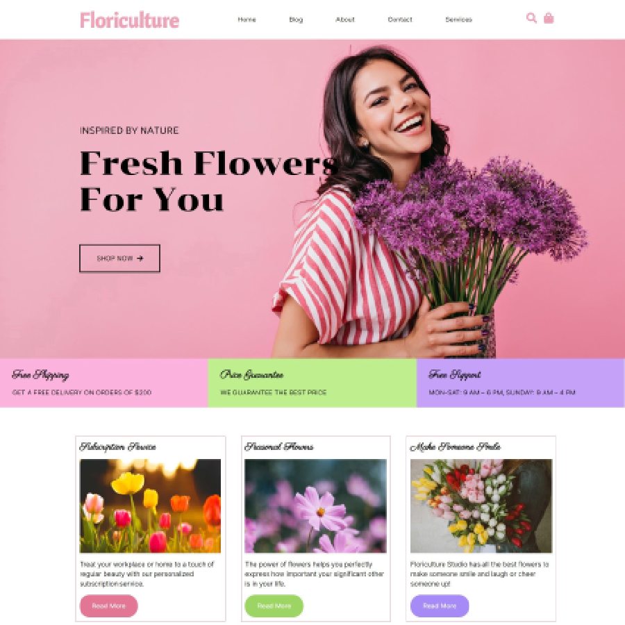FREE Website Builder Theme Floriculture