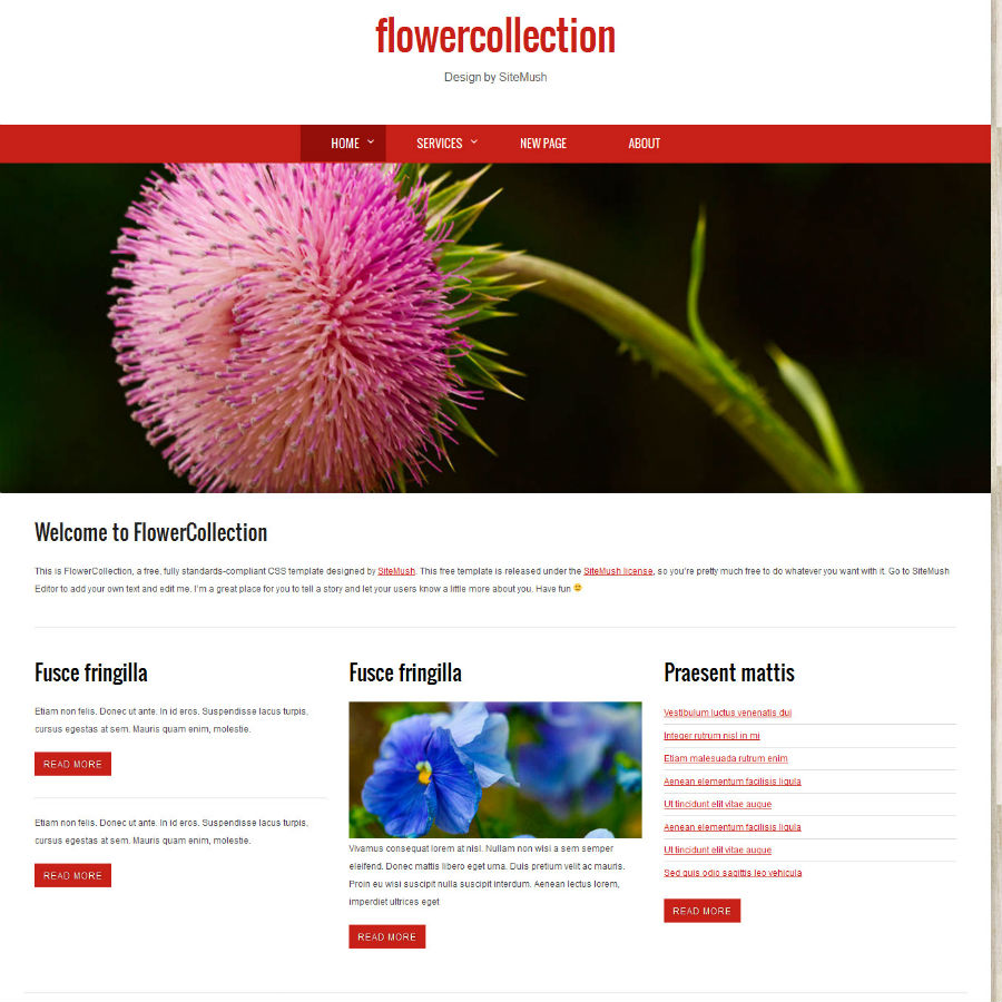 FREE Website Builder Theme FlowerCollection