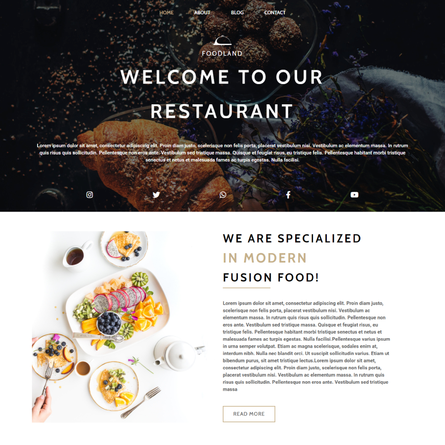FREE Website Builder Theme Foodland