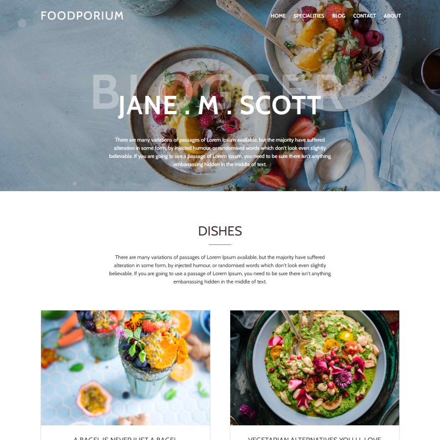 FREE Website Builder Theme Foodporium