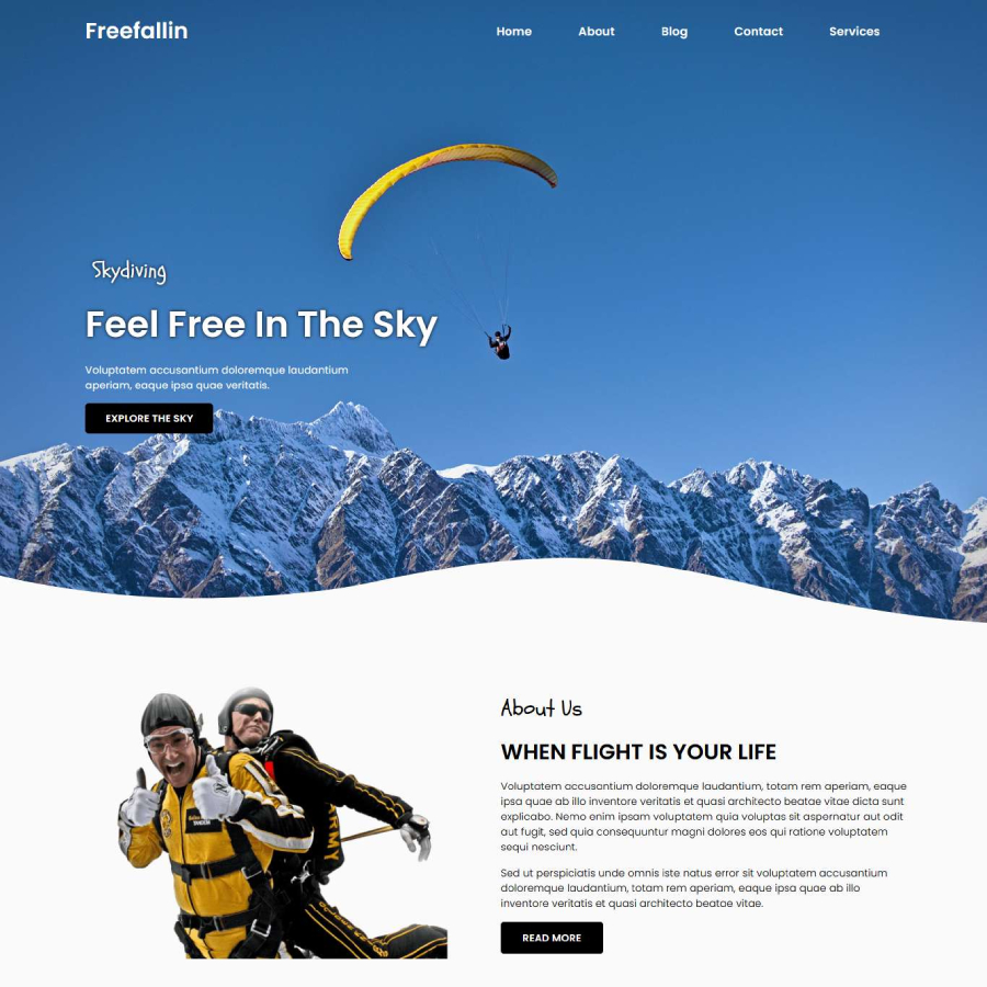FREE Website Builder Theme Freefallin