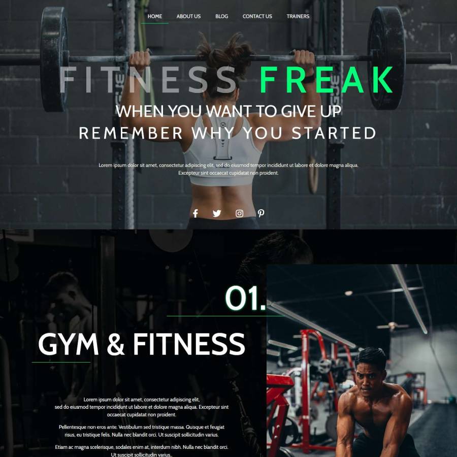FREE Website Builder Theme Gym