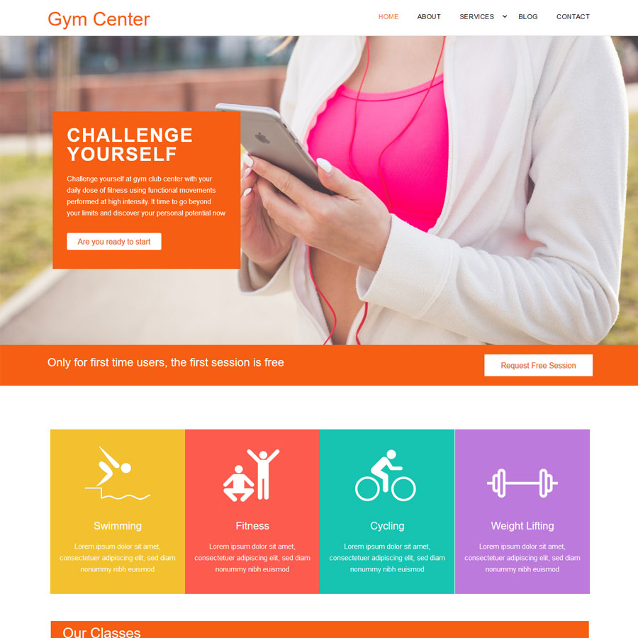 FREE Website Builder Theme Gym Center