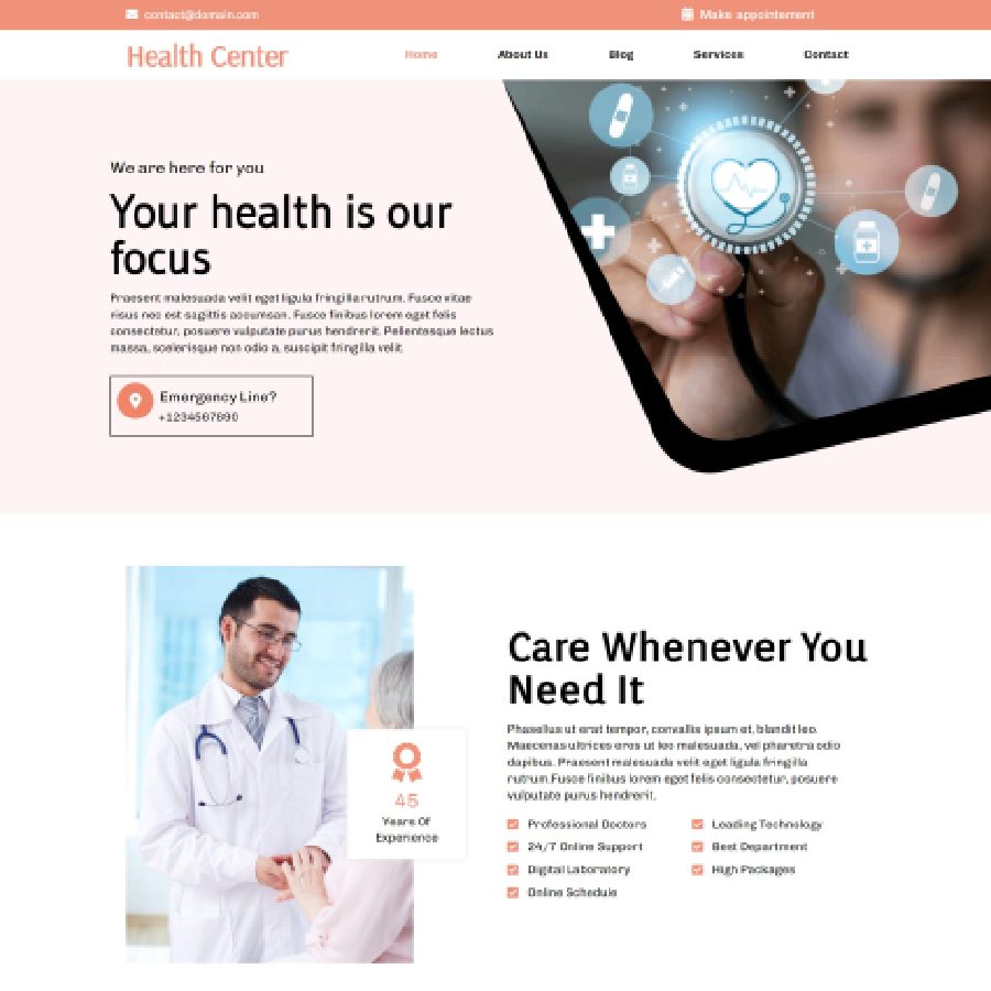 FREE Website Builder Theme Health Center