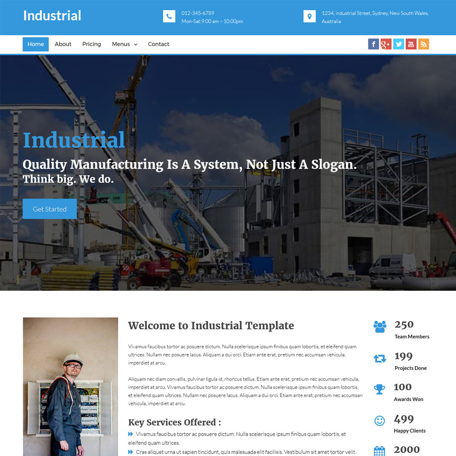FREE Website Builder Theme Industrial