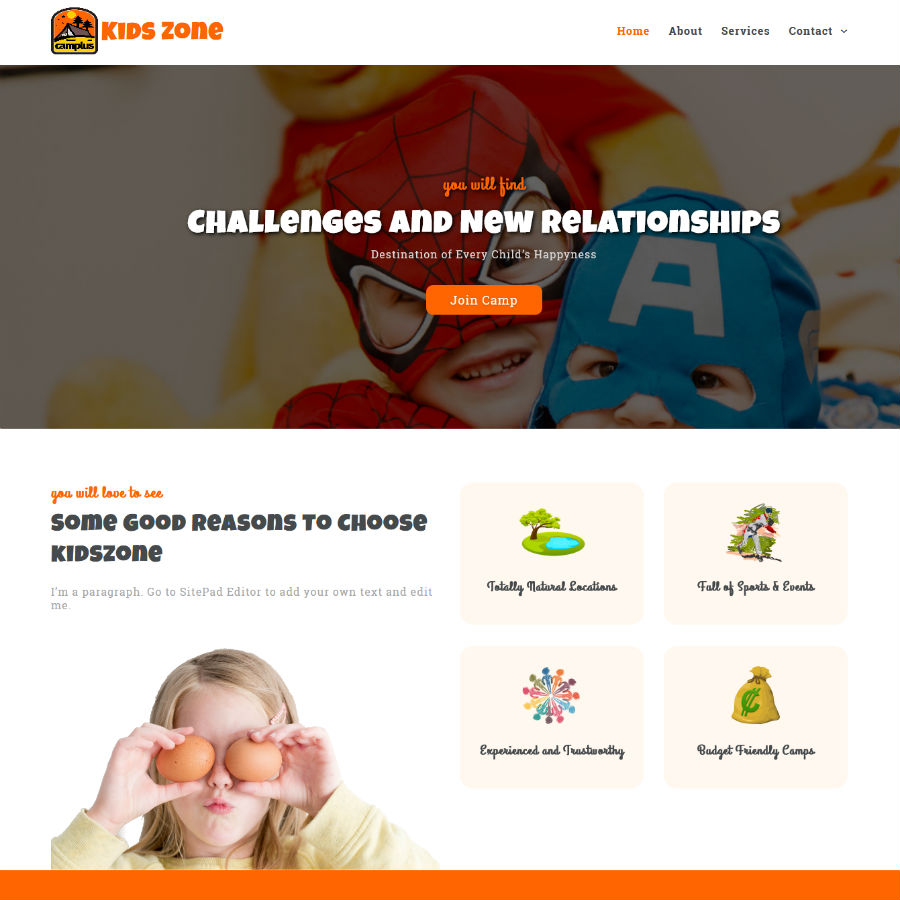FREE Website Builder Theme Kids Zone