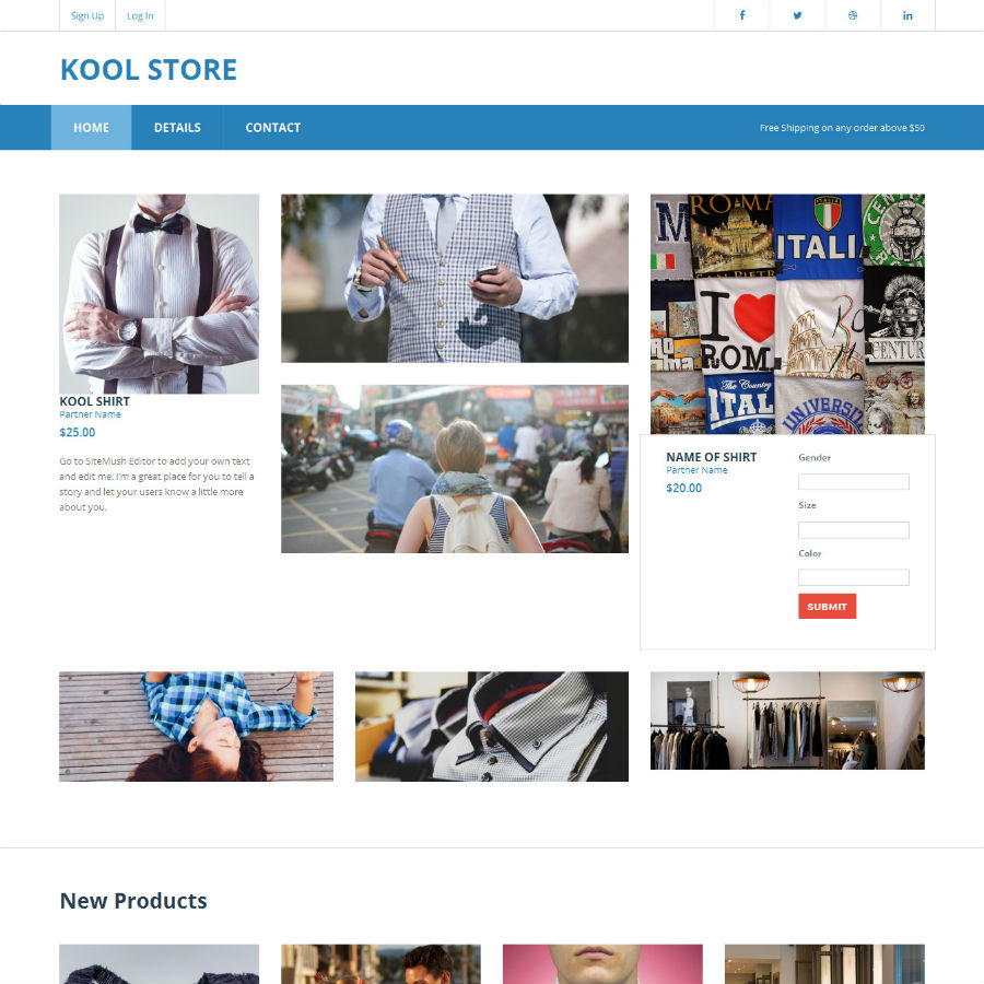 FREE Website Builder Theme Kool Store