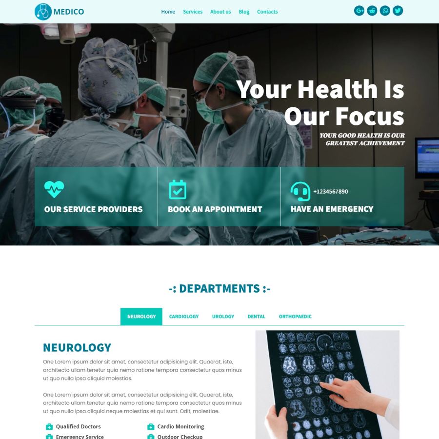 FREE Website Builder Theme Medico