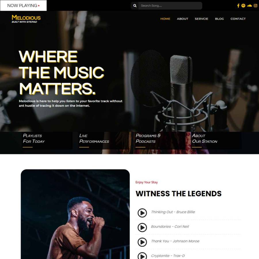FREE Website Builder Theme Melodious