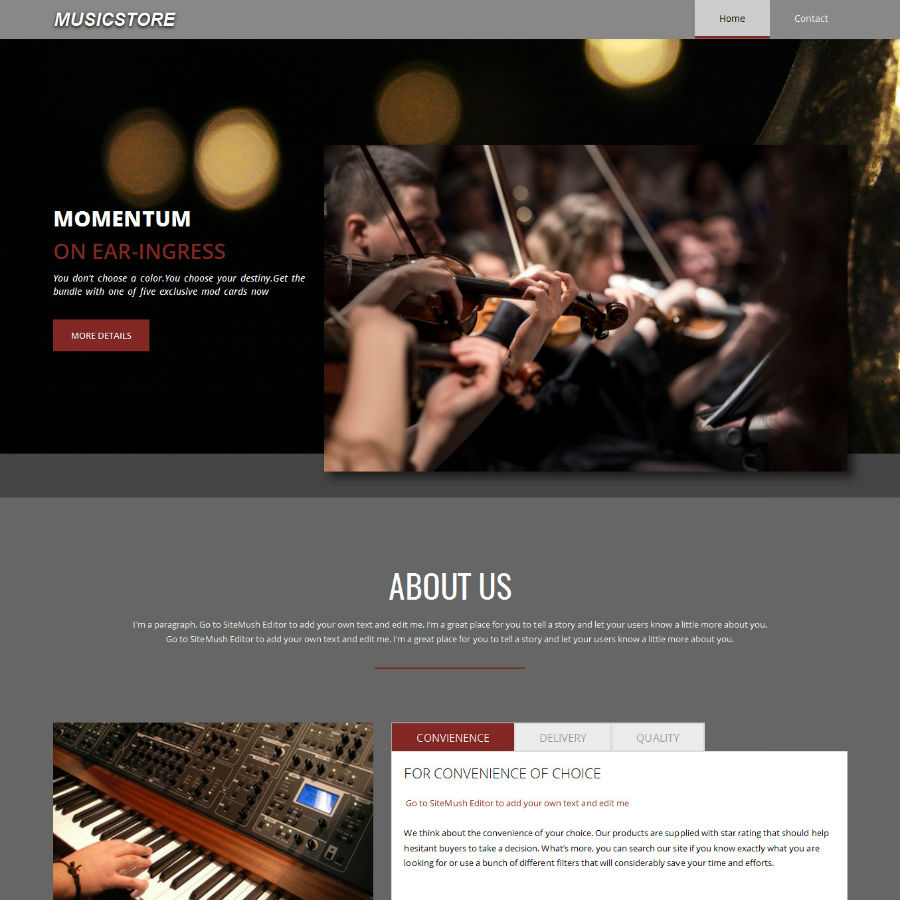 FREE Website Builder Theme Music Store