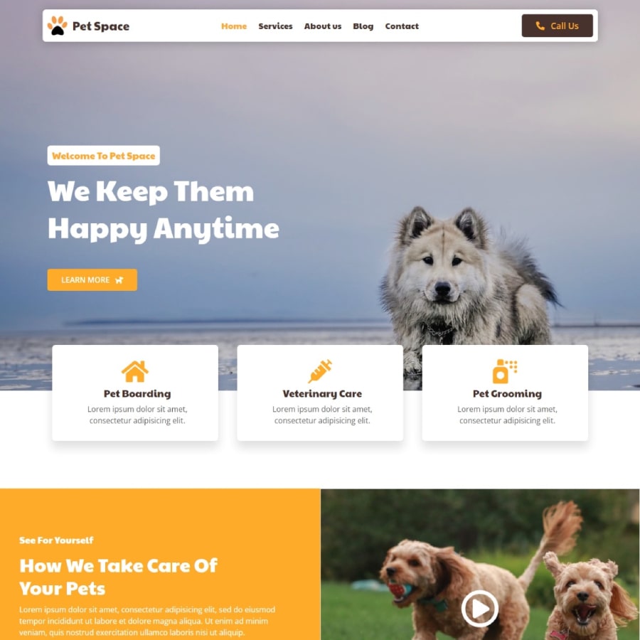 FREE Website Builder Theme PetSpace
