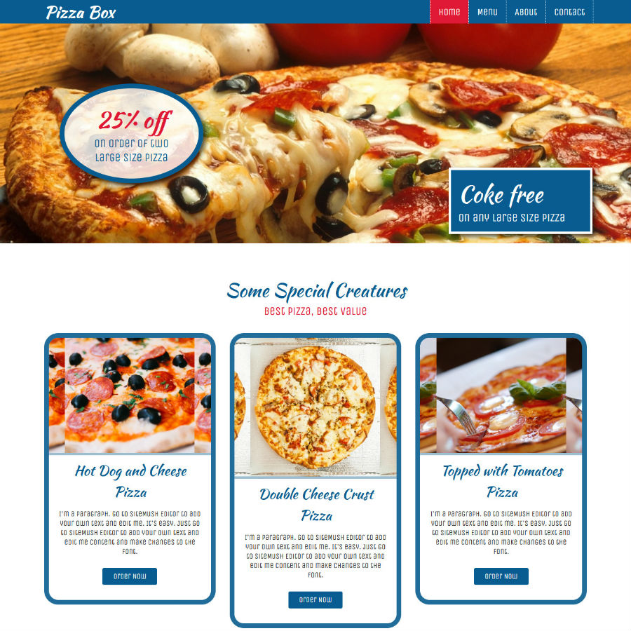 FREE Website Builder Theme Pizza Box