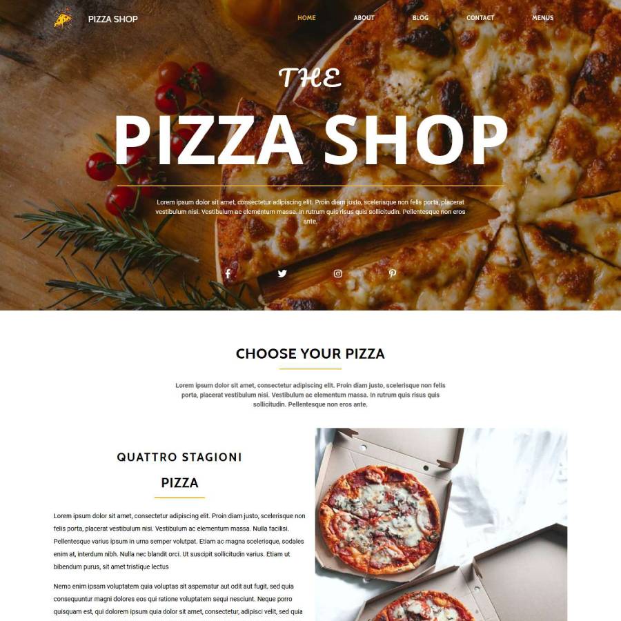 FREE Website Builder Theme Pizza Shop