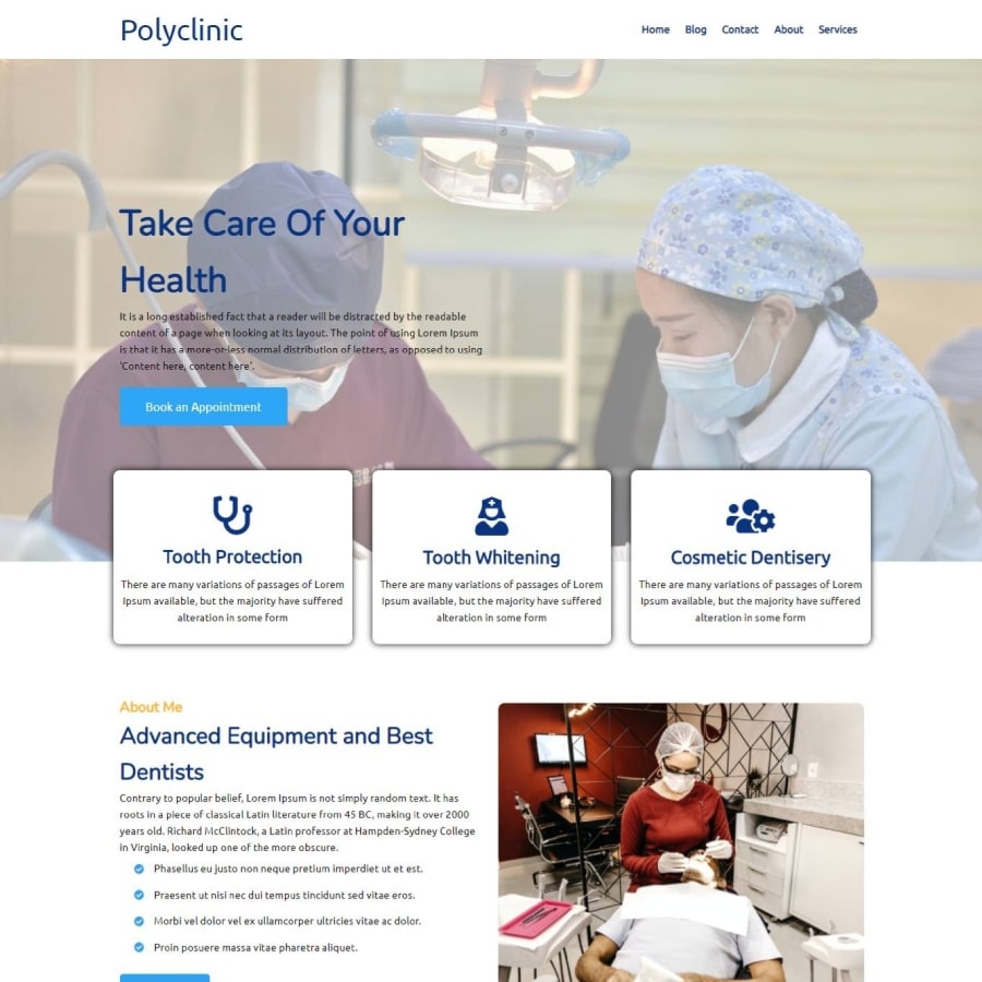 FREE Website Builder Theme PolyClinic