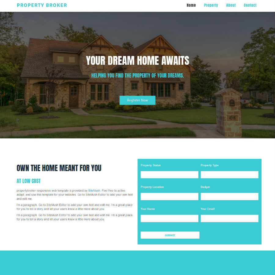 FREE Website Builder Theme Property Broker