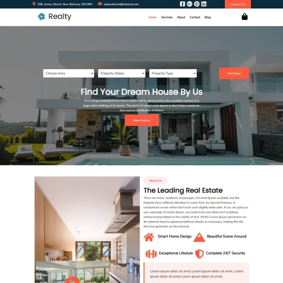 FREE Website Builder Theme Realty