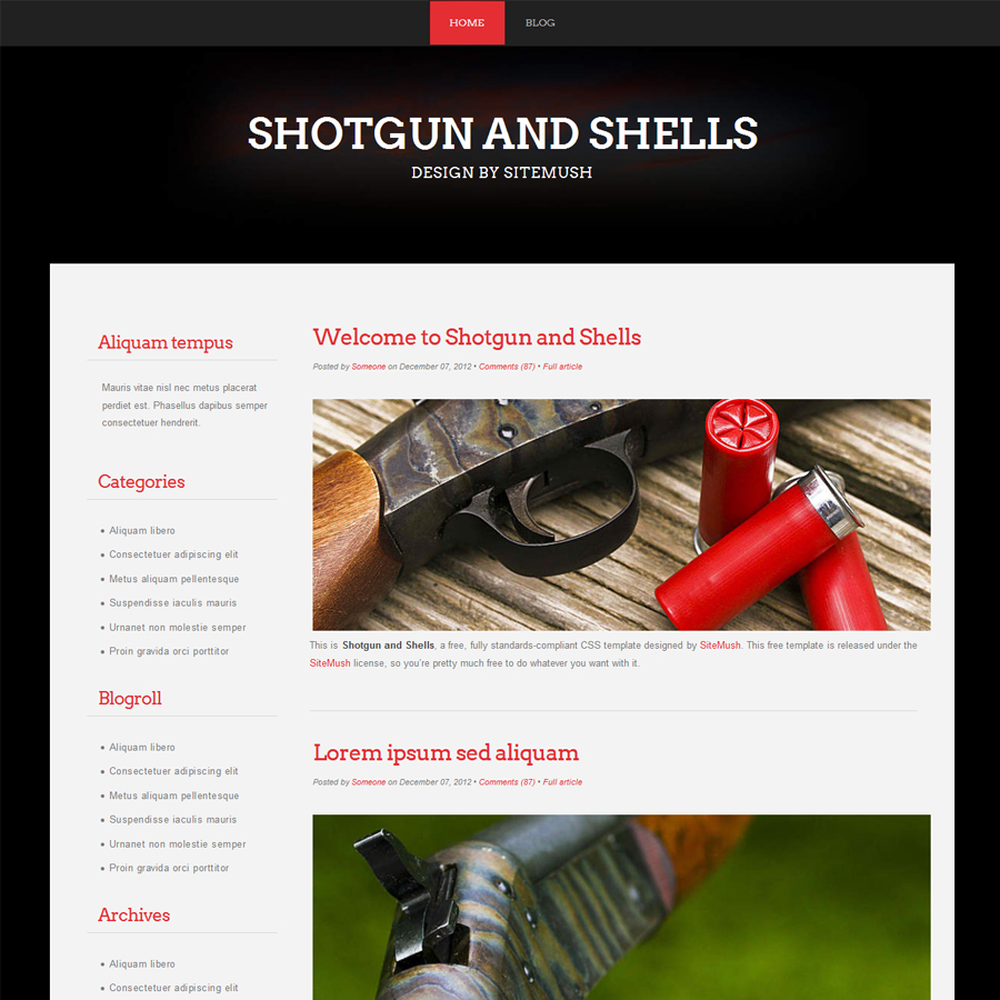 FREE Website Builder Theme Shotgun and Shells