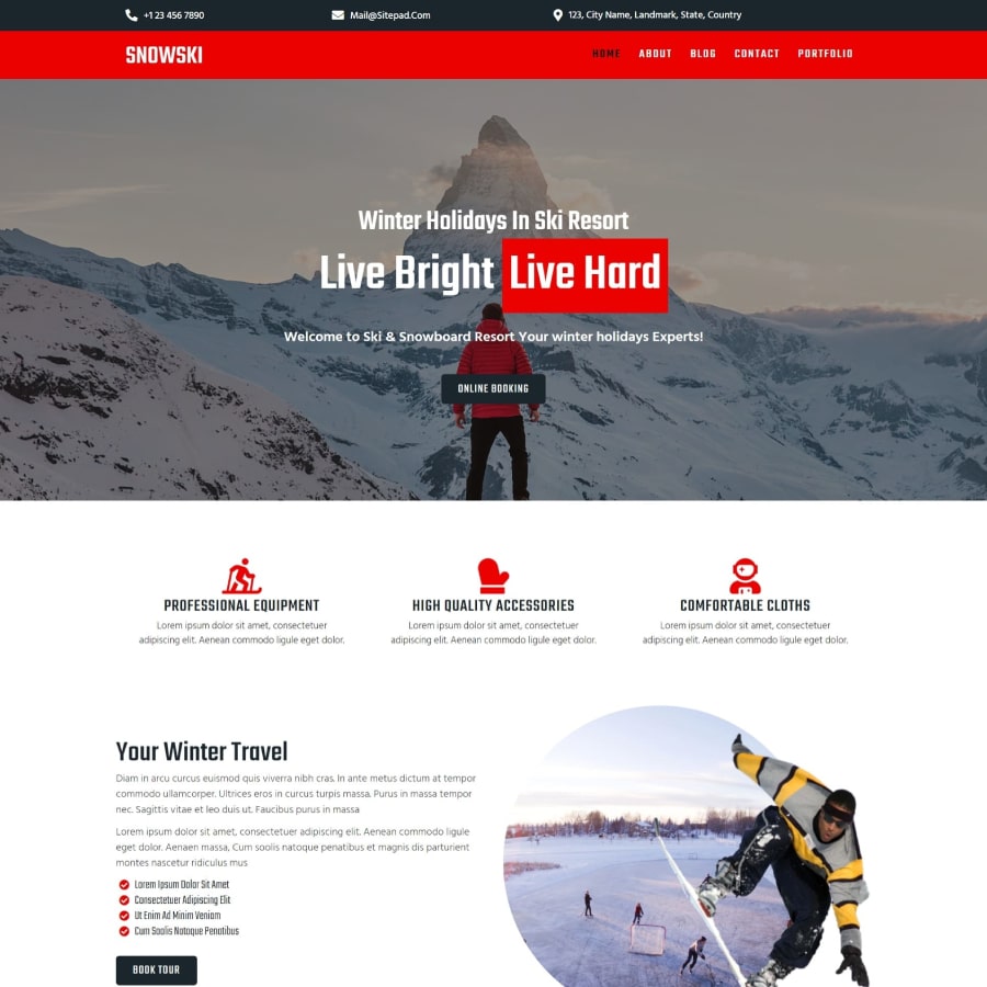 FREE Website Builder Theme Snowski