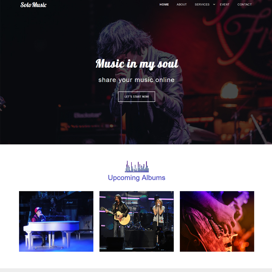 FREE Website Builder Theme Solo Music