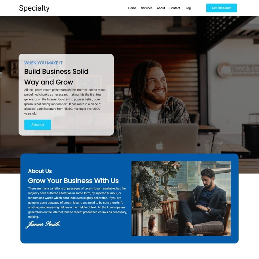 FREE Website Builder Theme Specialty