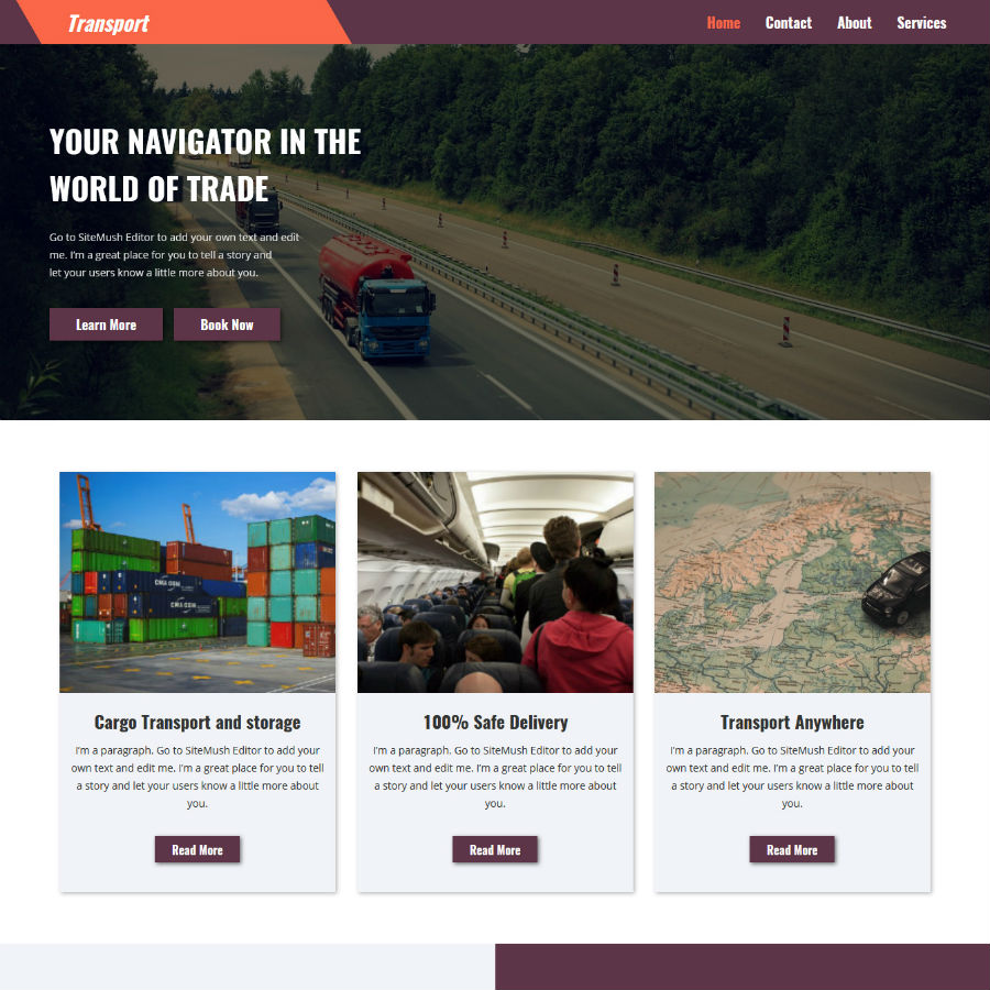 FREE Website Builder Theme Transport