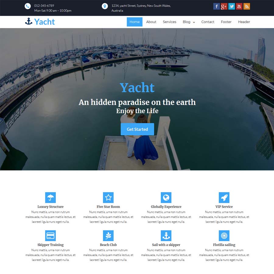 FREE Website Builder Theme Yacht
